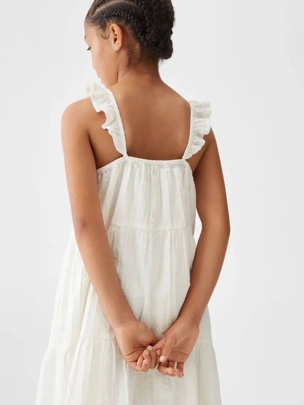 MNG ~ Mango Kids Flutter Detail Sleeve Pure Cotton A-Line Dress / Size 10 / NEW